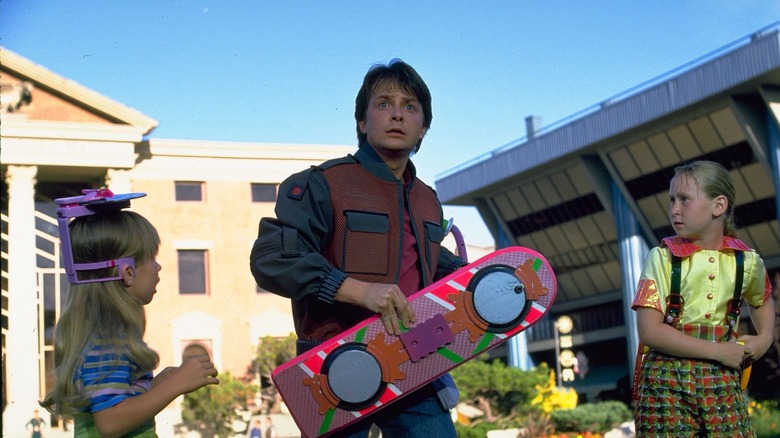 Marty McFly (Michael J. Fox) commits theft against innocent child bystanders in Back to the Future Part II
