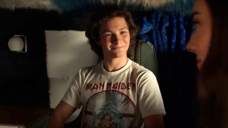 Montana Jordan as Georgie Cooper in his Iron Maiden shirt in Young Sheldon