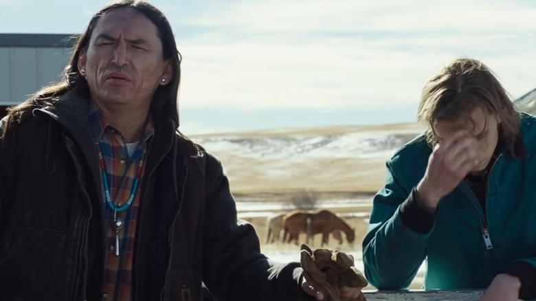 Eugene Brave Rock and Owen Teague in Montana Story