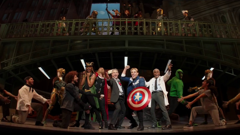 The cast of "Rogers: The Musical" pose on stage