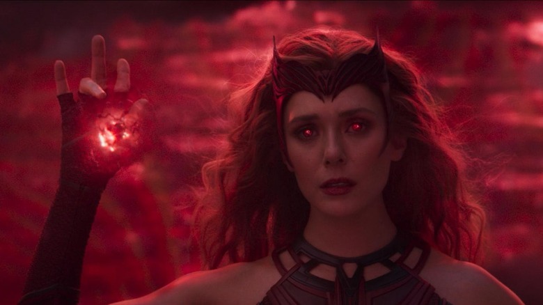 Elizabeth Olsen as the Scarlet Witch unleashing her power