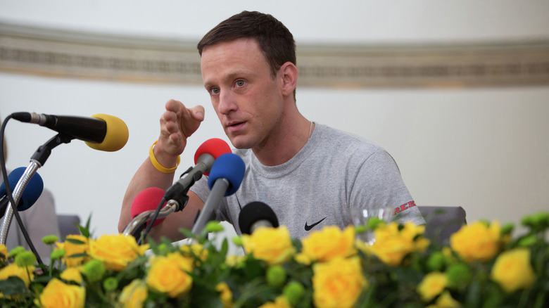 Ben Foster The Program gives press conference as Lance Armstrong