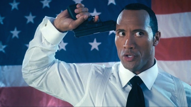 The Rock with American flag