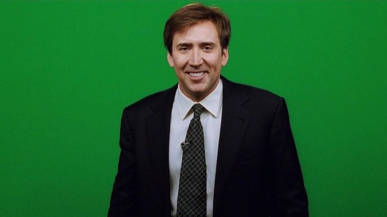 Nicolas Cage smiling green screen