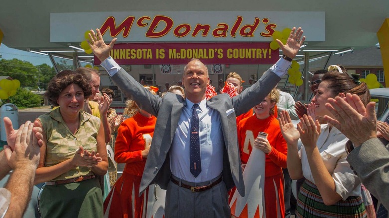 Michael Keaton in front of McDonalds