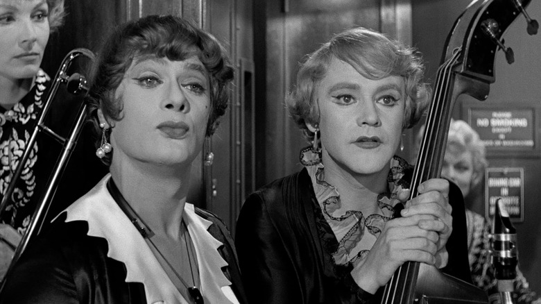 Tony Curtis and Jack Lemmon dressed as women