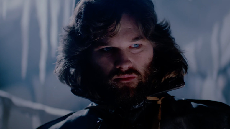 Kurt Russell as R.J. MacReady looks intense in The Thing