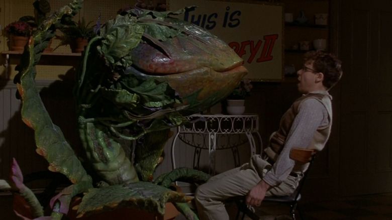 Audrey II has a talk with Seymour