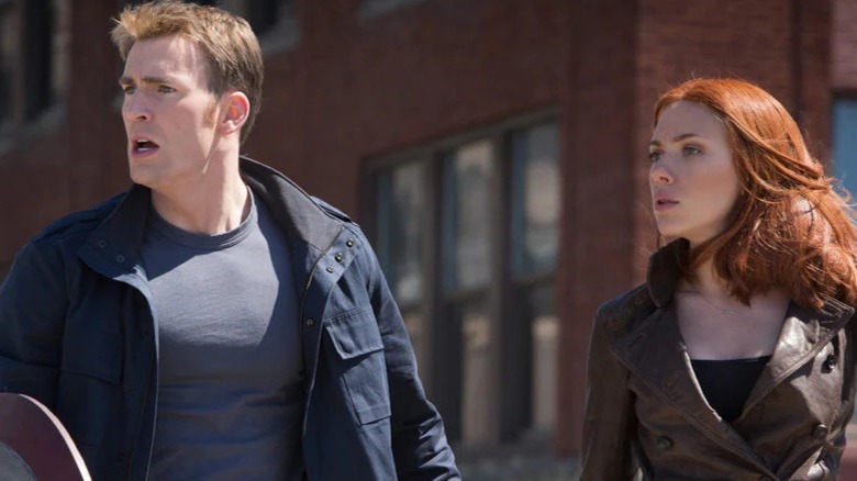 Steve Rogers and Natasha Romanov react to the Winter Soldier