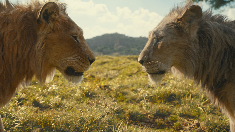 Mufasa and Scar facing one another in Mufasa: The Lion King