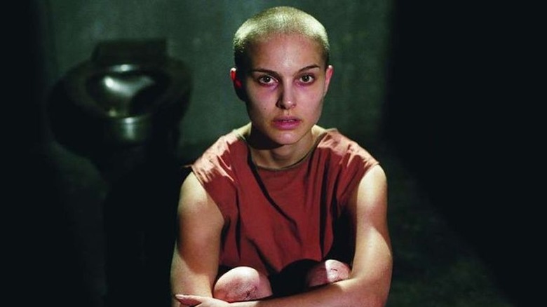 V for Vendetta, Hugo Weaving as V & Natalie Portman as Evey…