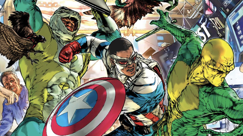 Sam Wilson Captain America vs Serpent Society