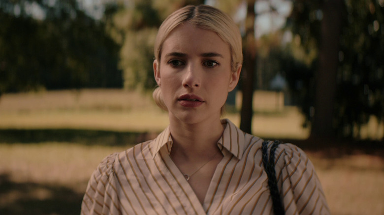 Emma Roberts looking concerned