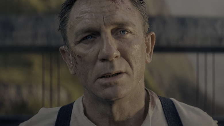 Daniel Craig's James Bond looks exhausted in closeup in No Time to Die