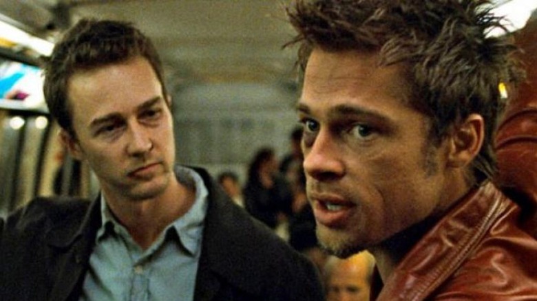 Edward Norton Brad Pitt on a bus