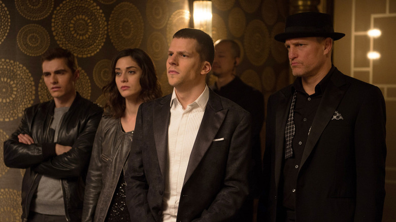 Dave Franco, Lizzy Caplan, Jesse Eisenberg and Woody Harrelson in Now You See Me 2