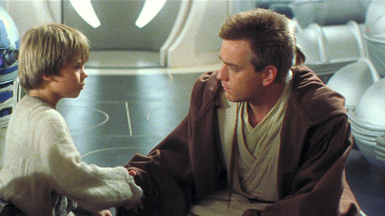 Obi-Wan Anakin clasp hands Phantom Menace 