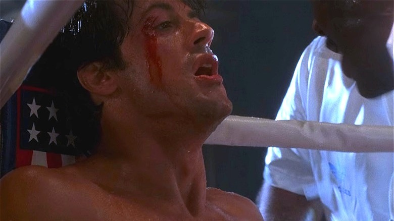 Sylvester Stallone Rocky cut above eye bleeding