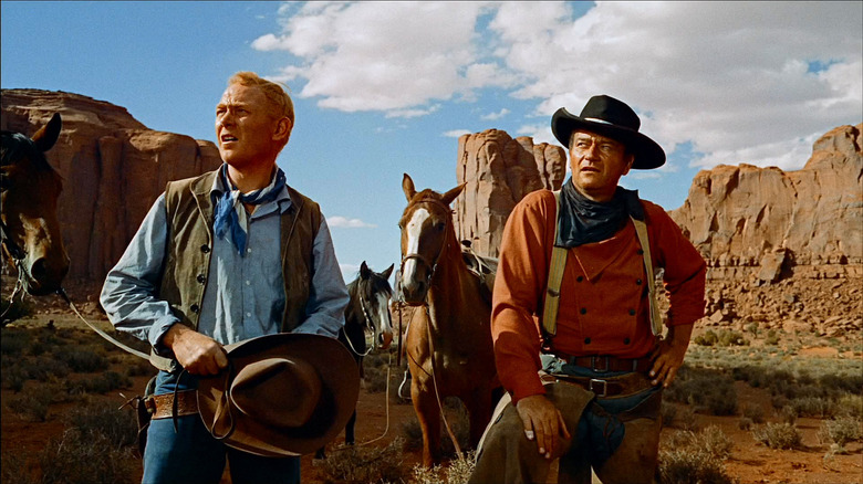 John Wayne and Harry Carey Jr. in The Searchers