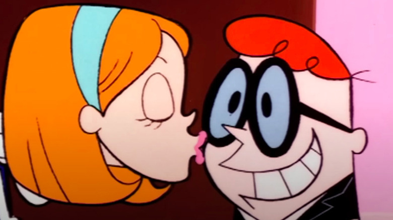Dexter's Laboratory babysitter kisses Dexter's cheek