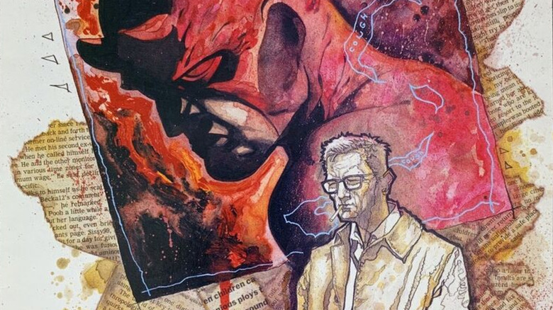 David Mack's cover for Daredevil: Angry Mask Daredevil and Smoking Ben Urich'i wake up