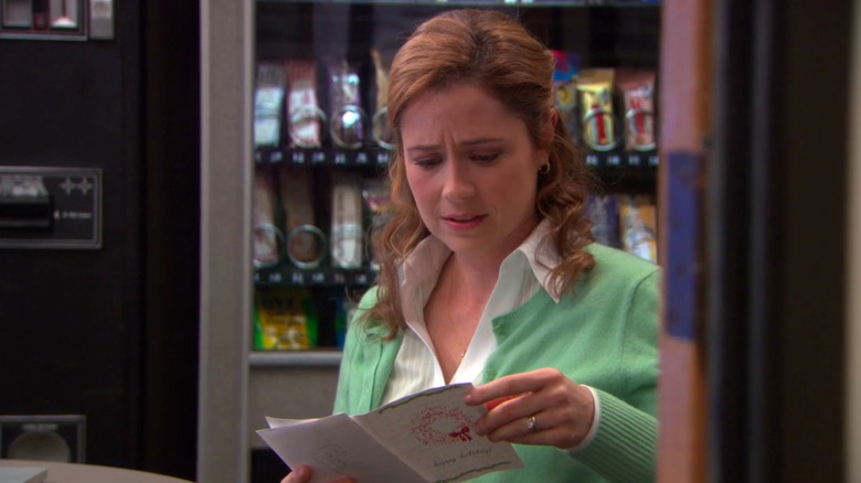 Jim gives Pam the teapot letter in The Office