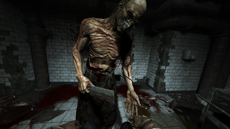 A variant wielding a butcher knife in Outlast