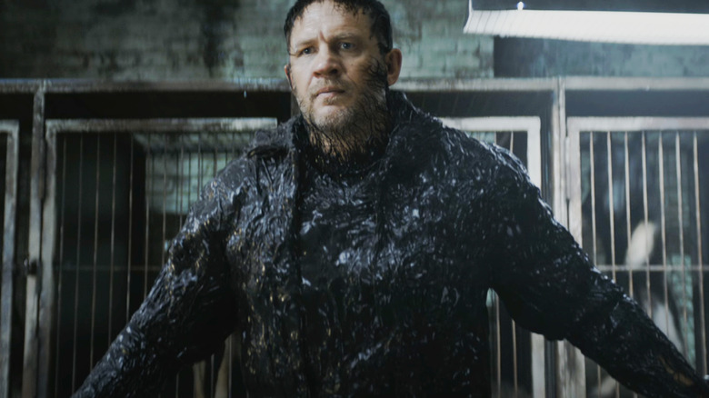 Tom Hardy's Eddie Brock transforms into Venom in Venom The Last Dance