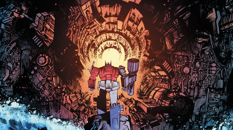 Transformers #12 cover Optimus Prime looking at Cybertron