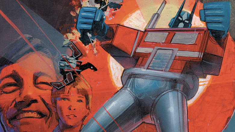 Optimus Prime on the cover of The Transformers #1 by Bill Sienkiewicz