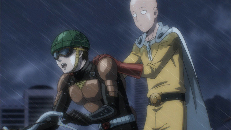 One Punch Man rides with Mumen Rider