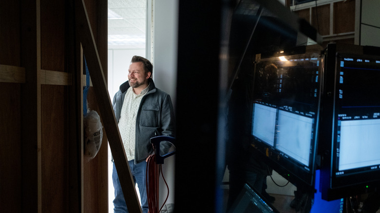 Creator and showrunner Dan Erickson in a behind-the-scenes picture from the set of Severance