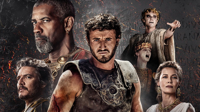 The cast of Gladiator II on the movie's poster