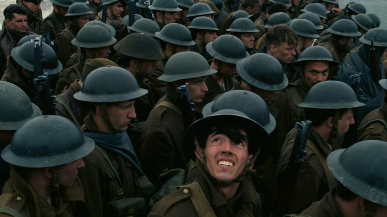 A group of British soldiers gather in Dunkirk