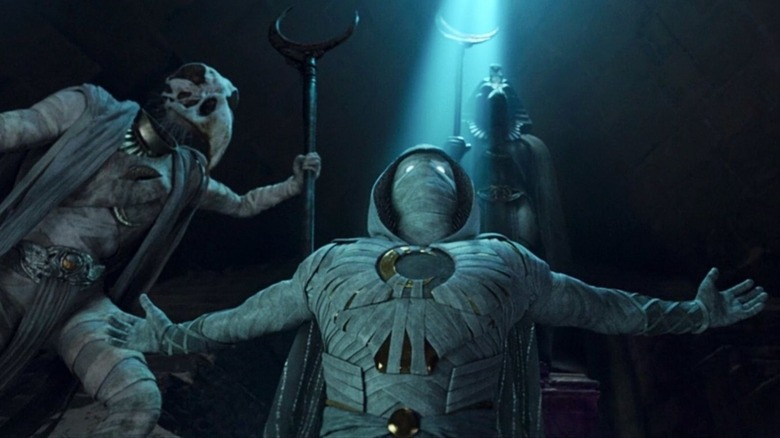 Oscar Isaac as Moon Knight, Khonshu's avatar and fist of vengeance in Moon Knight