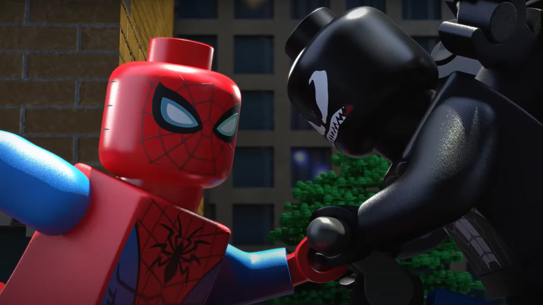 LEGO Spider-Man fighting LEGO Venom