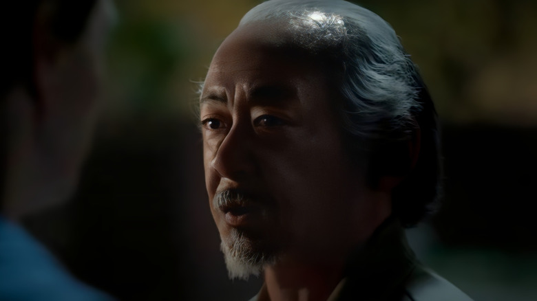 Mr Miyagi talking to Daniel on Cobra Kai