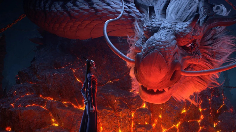 Dragon looks at the sorcerer in no Zha