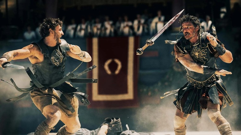 Lucius und Acacius kämpfen in Gladiator II