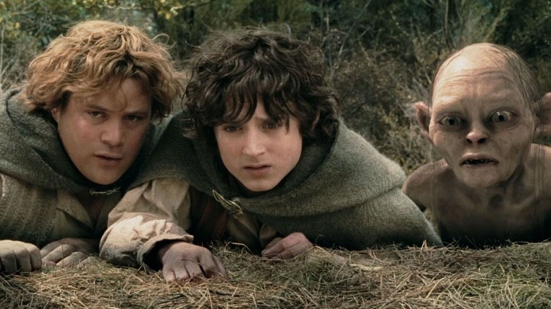 Sam, Frodo, and Gollum Hiding and Watching