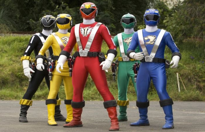 POWER RANGERS RPM - ABC Kids' "Power Rangers RPM" stars Black Wolf Ranger, Yellow Bear Ranger, Red Eagle Ranger, Green Shark Ranger and Blue Lion Ranger. (ABC KIDS/GEOFF SHORT)