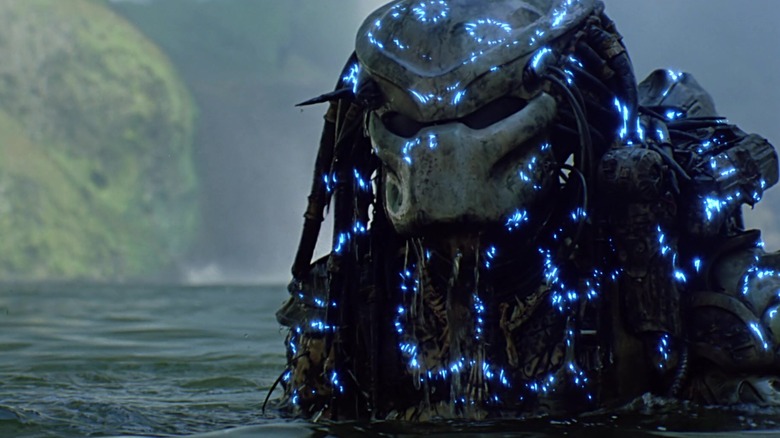 The Predator submerged in water in 1987's Predator