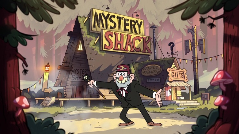 gravity falls grunkle stan in front of mystery shack