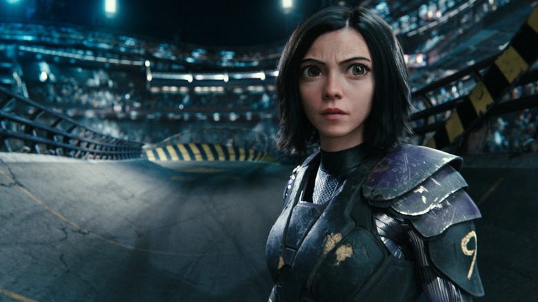 Alita playing motorball in Alita: Battle Angel