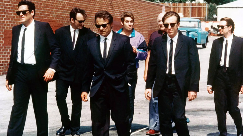 (L-R): Michael Madsen, Quentin Tarantino, Harvey Keitel, Chris Penn, Lawrence Tierney, Tim Roth and Steve Buscemi
