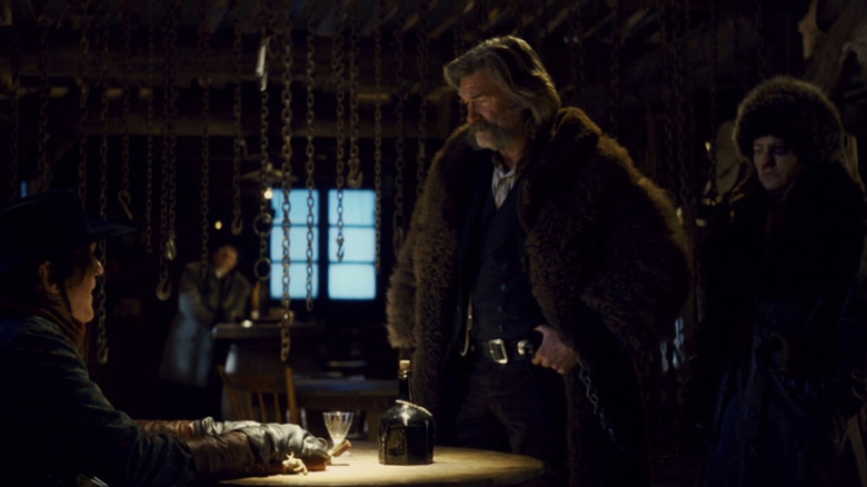 Michael Madsen, Kurt Russell and Jennifer Jason Leigh in The Hateful Eight