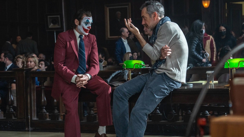 Todd Phillips and Joaquin Phoenix on the set of Joker: Folie à Deux