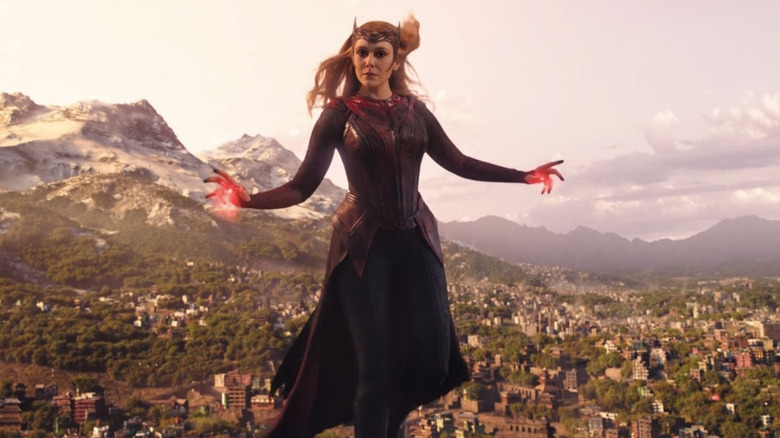 Scarlet Witch above city