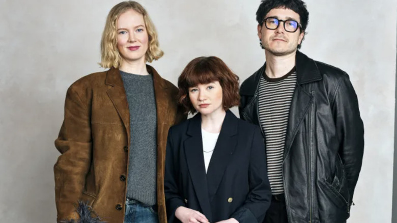 Rosy McEwen, Jade Croot and Bryn Chainey pose at the premiere of Rabbit Trap