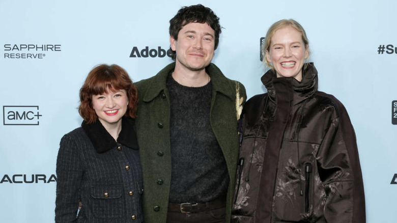 Jade Croot, Bryn Chainey and Rosy McEwen pose at the premiere of Rabbit Trap